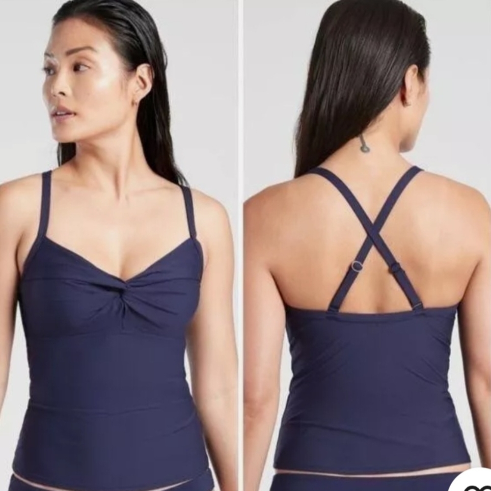 Athleta Navy Blue Swim Tankini Top 34 D